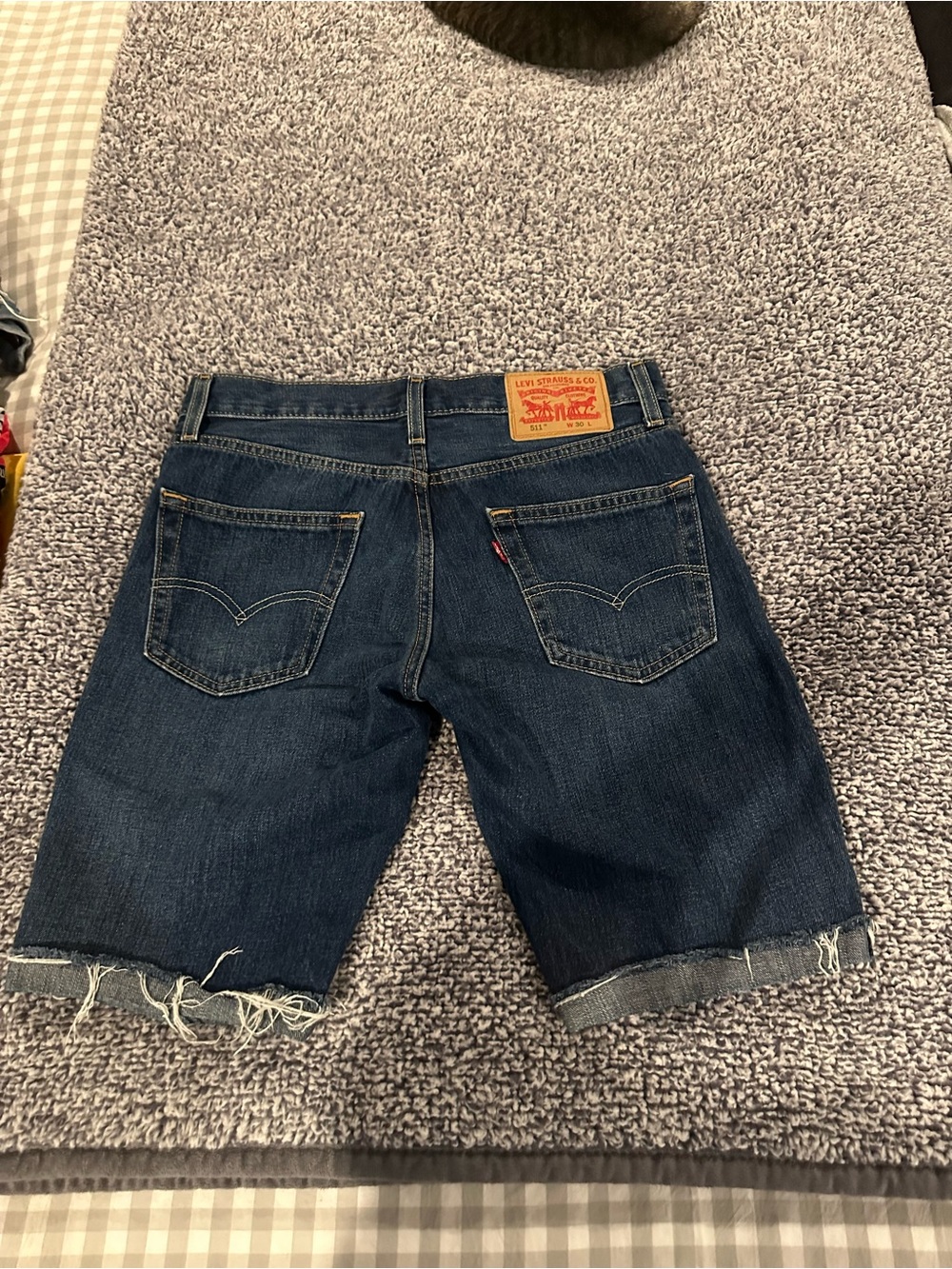 Levi's Dark Blue Denim Cutoff Shorts with Raw Hem